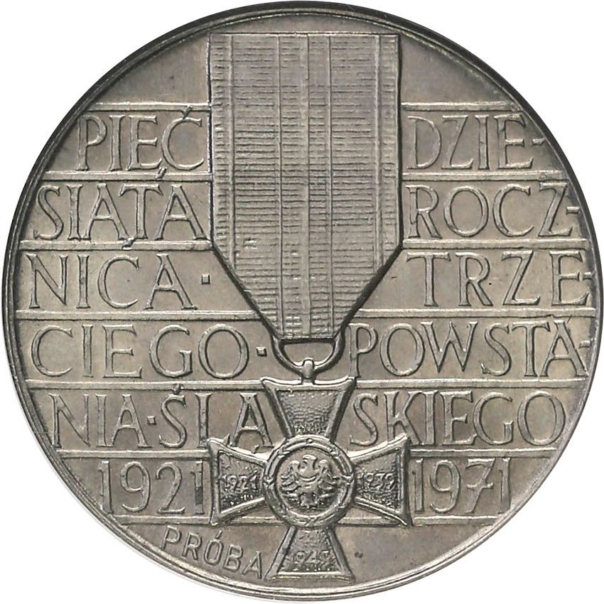 PRL. PRÓBA Nikiel 10 złotych 1971 Powstanie Śląsk